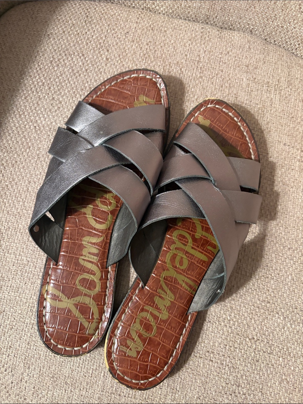 Pewter color, Sam Edelman slides